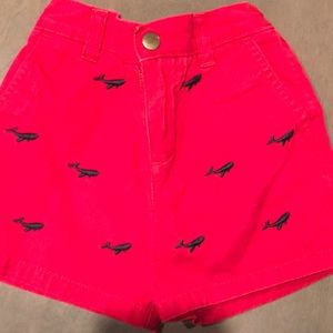 Red shorts with embroidered whales. Size 18M (runs a bit big)